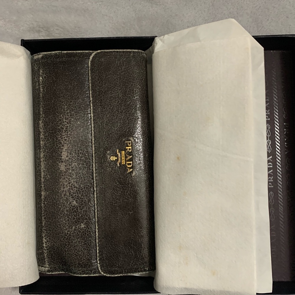 Prada Crackled Leather Wallet